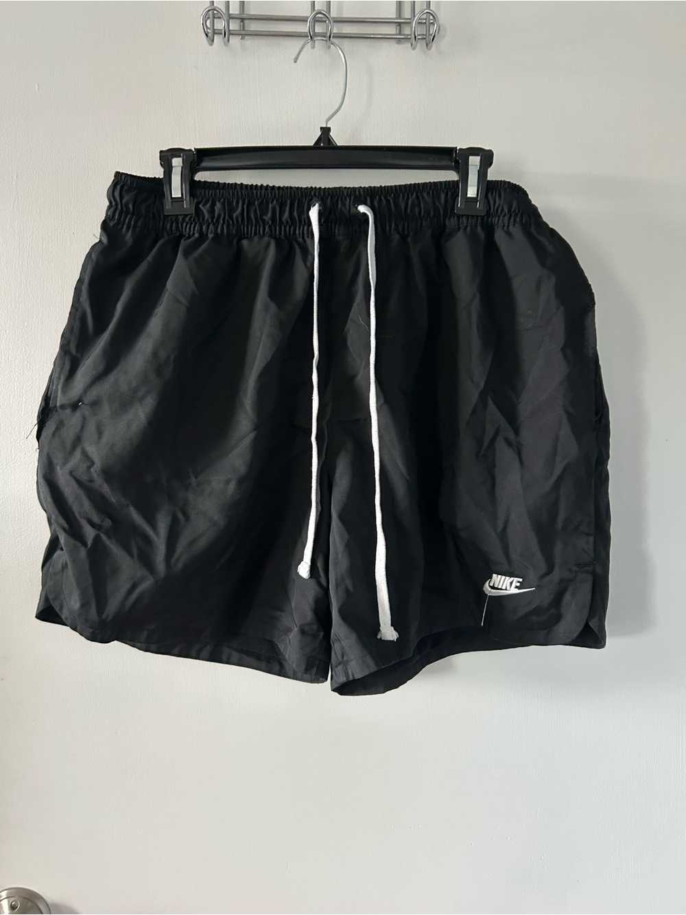 Nike Black Athletic Shorts with White Drawstring